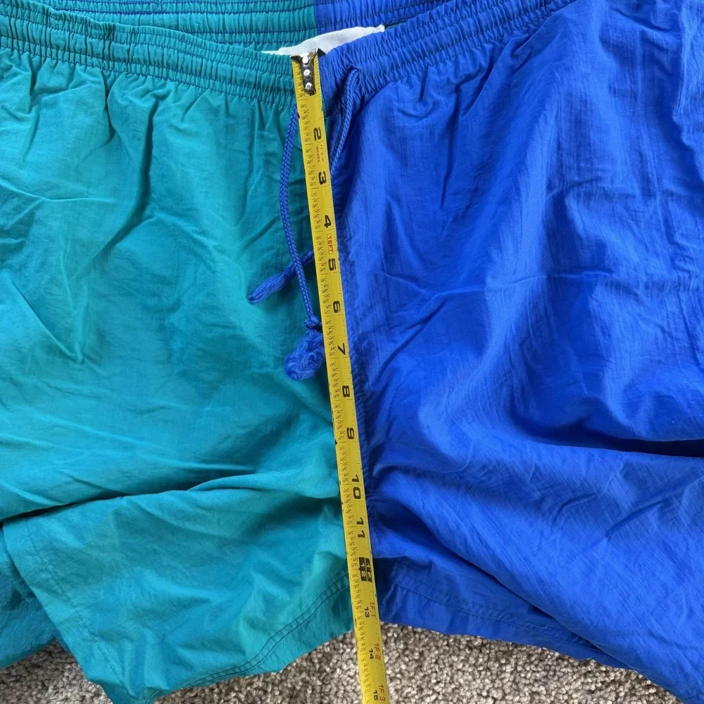 Vintage Express Surf Swim Shorts Mens XL Blue Teal Colorblock Mesh Lined Trunks